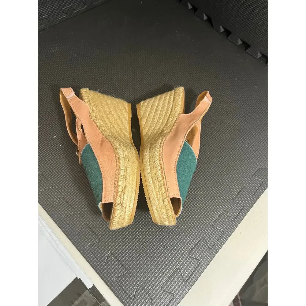 Anthropologie Naguisa Ruca Wedge Espadrilles Sandal Leather Womens Size 41 US 11